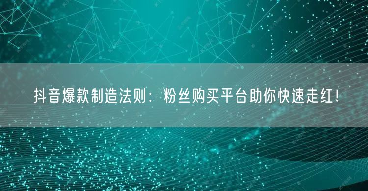 抖音爆款制造法则：粉丝购买平台助你快速走红！