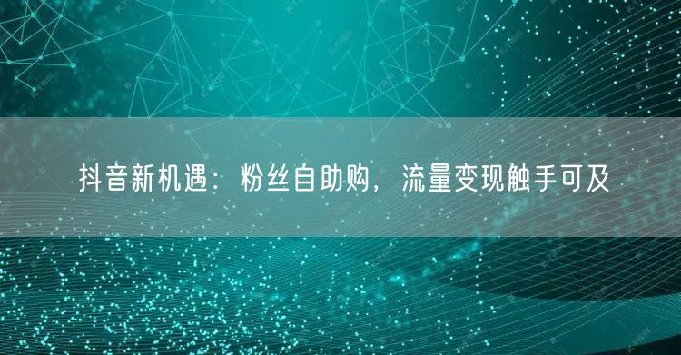 抖音新机遇：粉丝自助购，流量变现触手可及