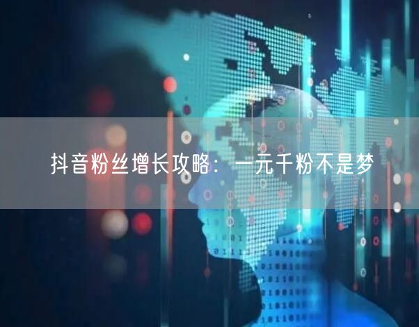 抖音粉丝增长攻略：一元千粉不是梦