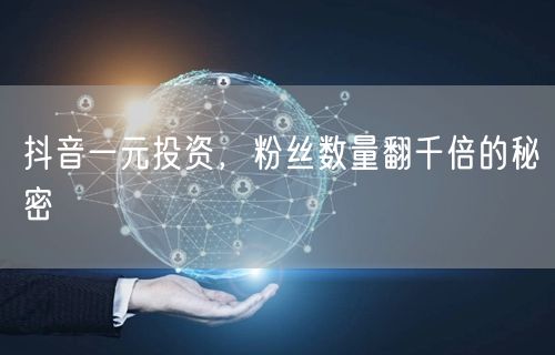 抖音一元投资，粉丝数量翻千倍的秘密