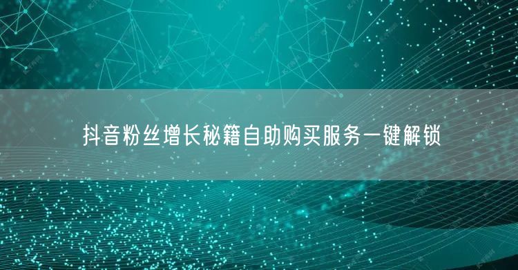 抖音粉丝增长秘籍自助购买服务一键解锁