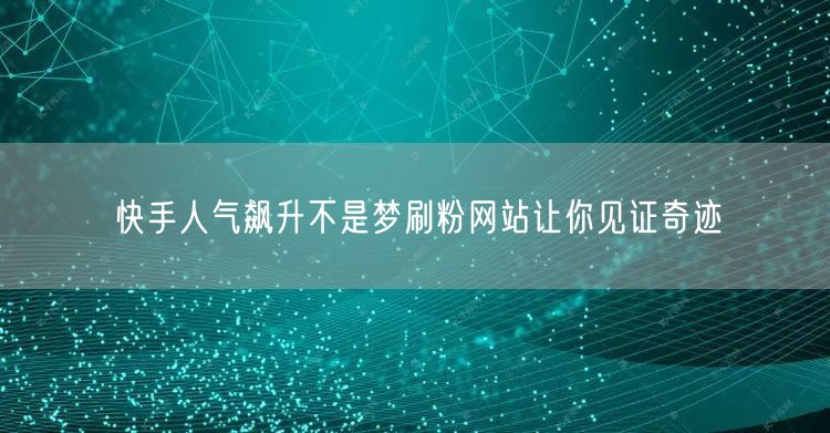 快手人气飙升不是梦刷粉网站让你见证奇迹