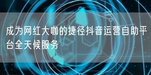 成为网红大咖的捷径抖音运营自助平台全天候服务